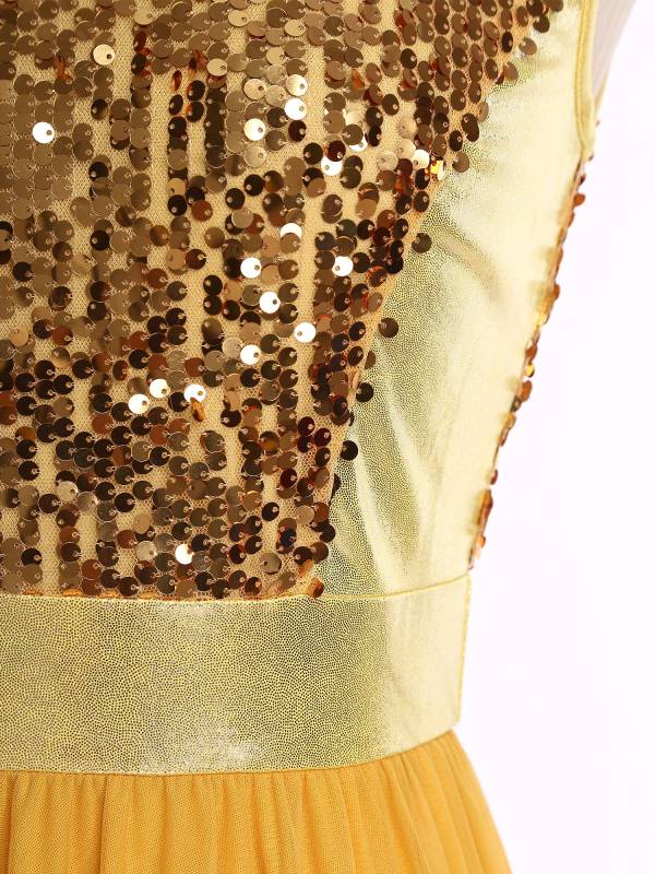 Women Sequin Gradient Sleeveless Liturgical Praise Dance Dress Choir Robe thumb