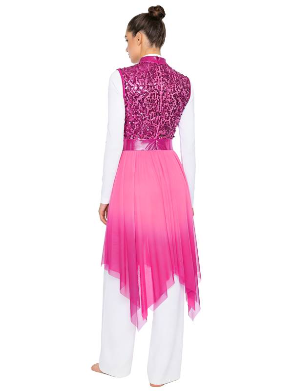 Women Sequin Gradient Sleeveless Liturgical Praise Dance Dress Choir Robe thumb