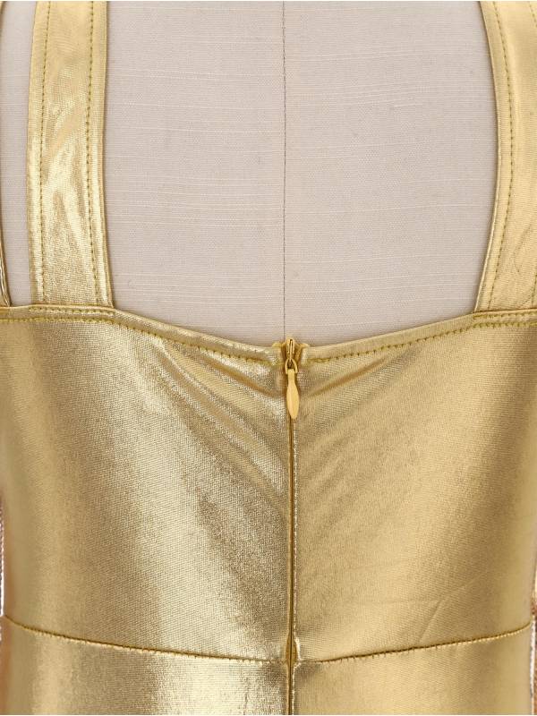 Girls Metallics Tassels Sleeveless Jazz Latin Dance Flared Jumpsuit Disco Party thumb