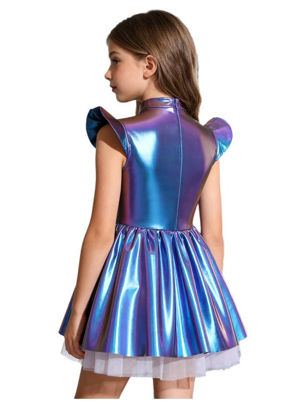 Girls Iridescent Alien Tutu Dress with Zipback for Halloween, Cosplay & Stage thumb