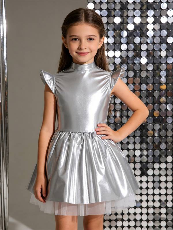 Girls Iridescent Alien Tutu Dress with Zipback for Halloween, Cosplay & Stage thumb