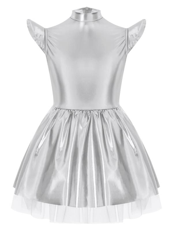 Girls Iridescent Alien Tutu Dress with Zipback for Halloween, Cosplay & Stage thumb