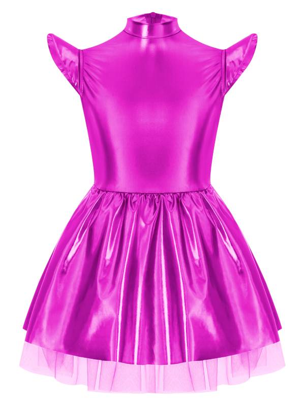 Girls Iridescent 2-Piece Alien Costume Mock Neck Tutu Dress for Halloween thumb