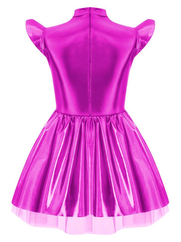Girls Iridescent 2-Piece Alien Costume Mock Neck Tutu Dress for Halloween thumb