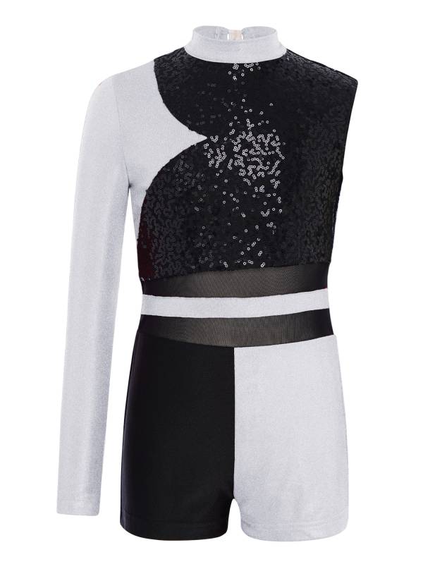 Girls Sequin Long Sleeve Gymnastics Leotard for Dance Competitions & Stage thumb