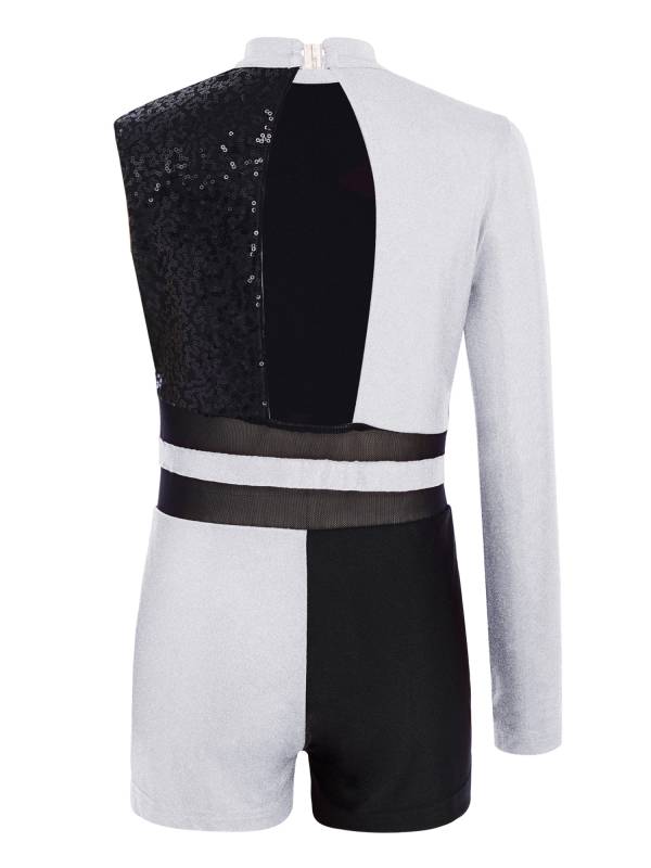 Girls Sequin Long Sleeve Gymnastics Leotard for Dance Competitions & Stage thumb