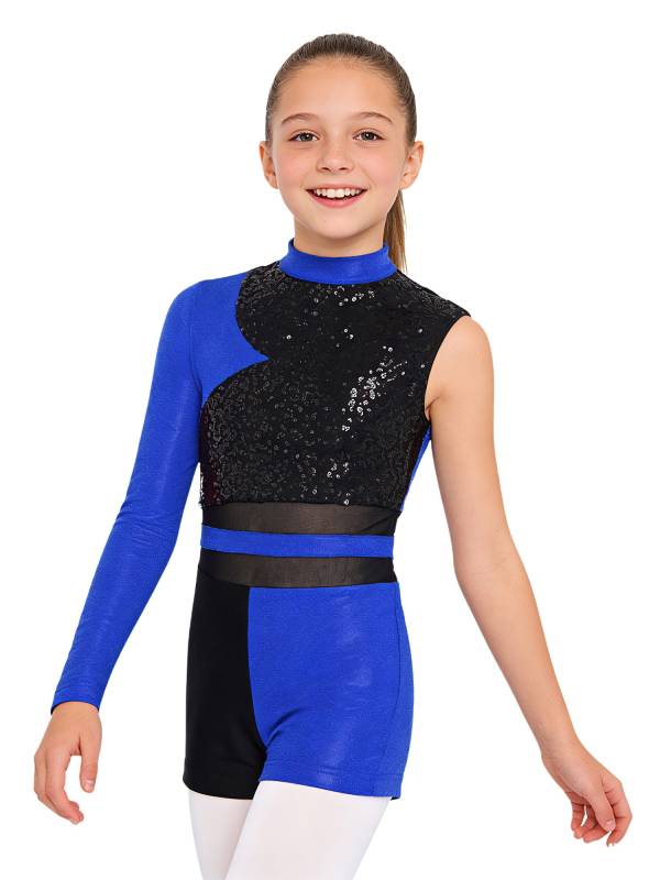Girls Sequin Long Sleeve Gymnastics Leotard for Dance Competitions & Stage thumb