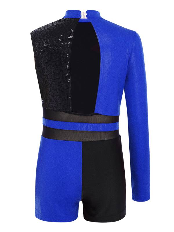 Girls Sequin Long Sleeve Gymnastics Leotard for Dance Competitions & Stage thumb