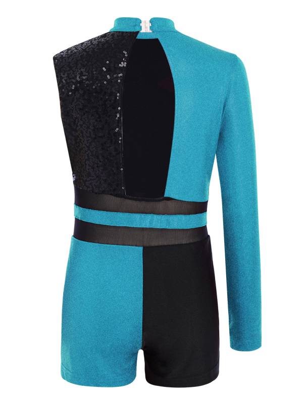 Girls Sequin Long Sleeve Gymnastics Leotard for Dance Competitions & Stage thumb
