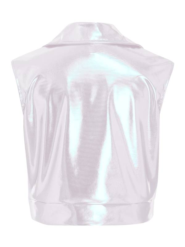 Kids Metallic Jacket Lapel Front Zipper for Hip Hop Jazz Dance Party & Stage thumb