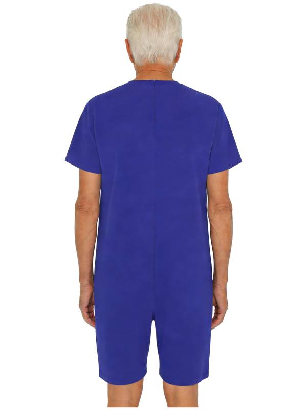 Adults Unisex Anti-strip Adaptive Jumpsuit Short Sleeve Back Zipper Rompers thumb
