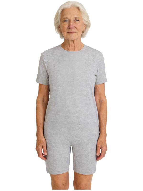 Adults Unisex Anti-strip Adaptive Jumpsuit Short Sleeve Back Zipper Rompers thumb