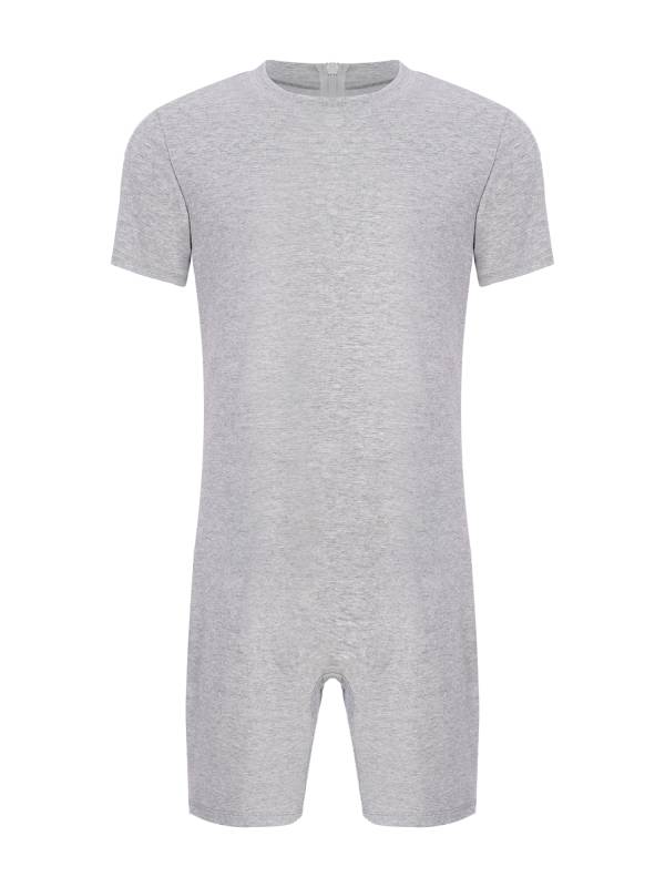 Adults Unisex Anti-strip Adaptive Jumpsuit Short Sleeve Back Zipper Rompers thumb