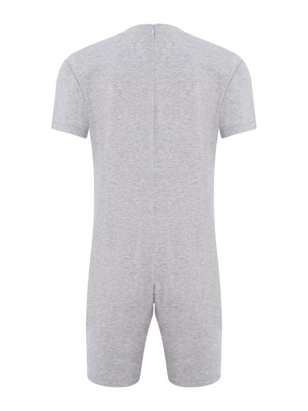 Adults Unisex Anti-strip Adaptive Jumpsuit Short Sleeve Back Zipper Rompers thumb