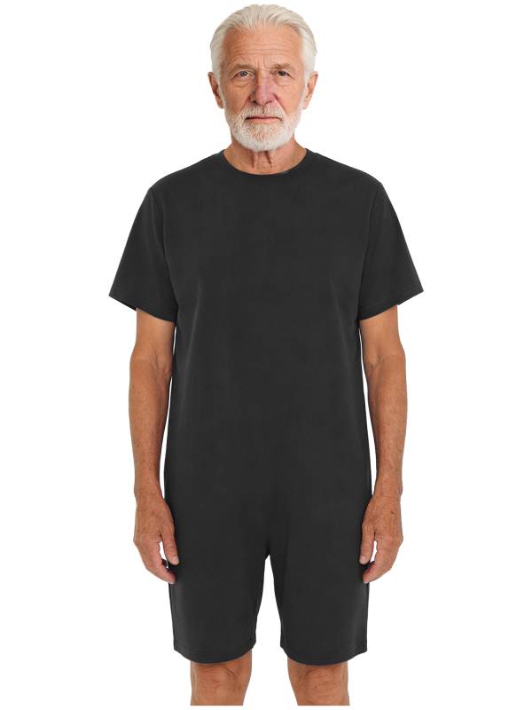 Adults Unisex Anti-strip Adaptive Jumpsuit Short Sleeve Back Zipper Rompers thumb