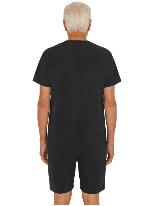 Adults Unisex Anti-strip Adaptive Jumpsuit Short Sleeve Back Zipper Rompers thumb