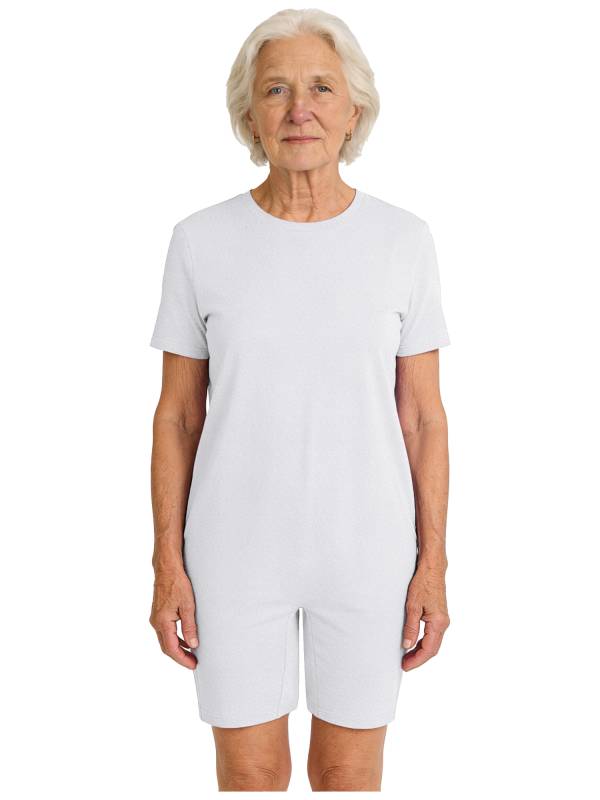 Adults Unisex Anti-strip Adaptive Jumpsuit Short Sleeve Back Zipper Rompers thumb