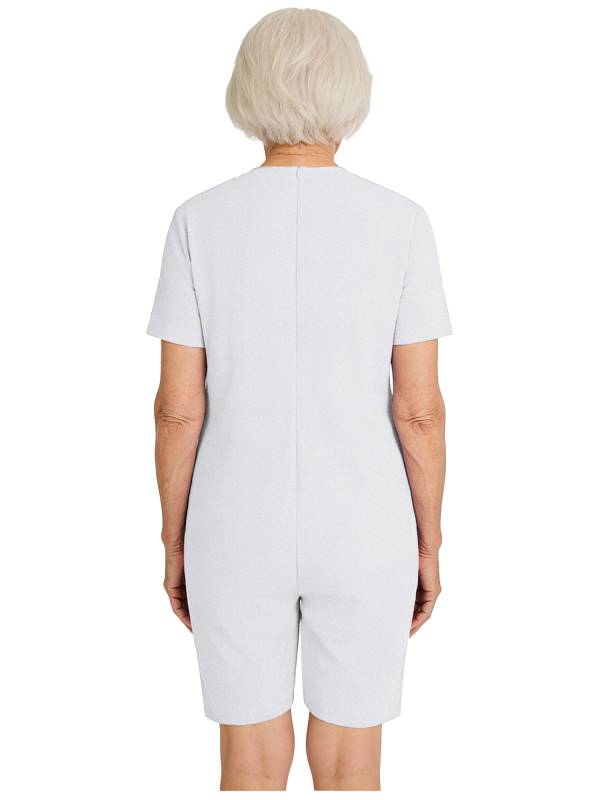 Adults Unisex Anti-strip Adaptive Jumpsuit Short Sleeve Back Zipper Rompers thumb