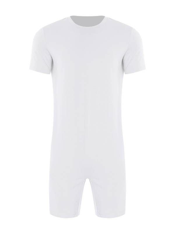 Adults Unisex Anti-strip Adaptive Jumpsuit Short Sleeve Back Zipper Rompers thumb