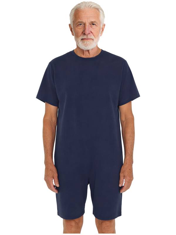 Adults Unisex Anti-strip Adaptive Jumpsuit Short Sleeve Back Zipper Rompers thumb