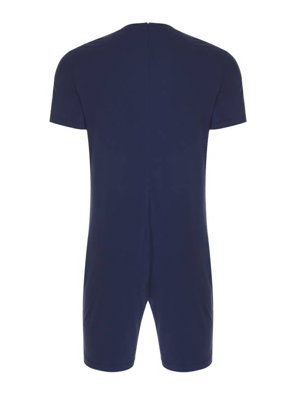 Adults Unisex Anti-strip Adaptive Jumpsuit Short Sleeve Back Zipper Rompers thumb