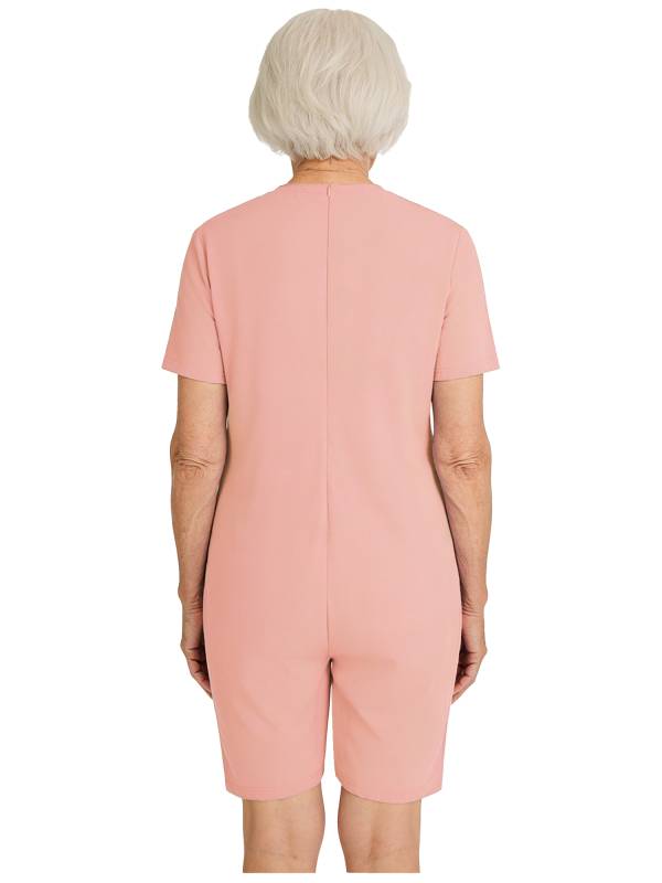 Adults Unisex Anti-strip Adaptive Jumpsuit Short Sleeve Back Zipper Rompers thumb