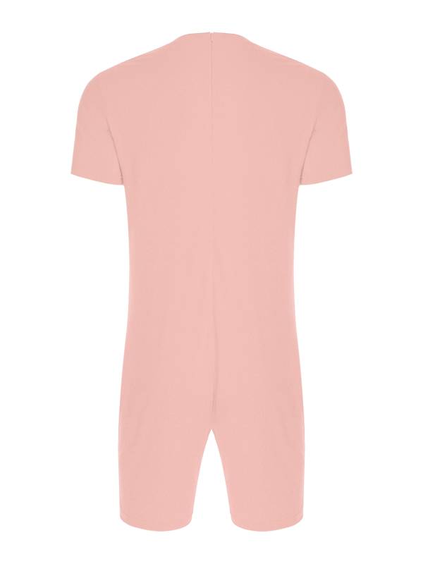 Adults Unisex Anti-strip Adaptive Jumpsuit Short Sleeve Back Zipper Rompers thumb