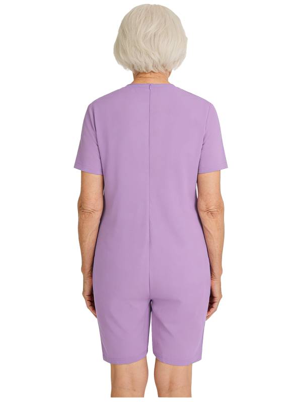 Adults Unisex Anti-strip Adaptive Jumpsuit Short Sleeve Back Zipper Rompers thumb