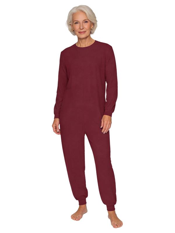 Unisex Anti-Strip Adaptive Jumpsuit Long Sleeve Back Zipper for Dementia thumb