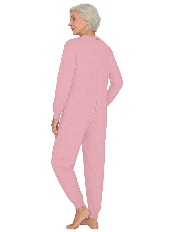 Unisex Anti-Strip Adaptive Jumpsuit Long Sleeve Back Zipper for Dementia thumb