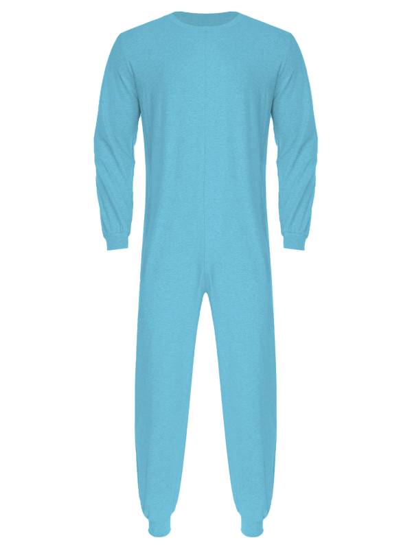 Unisex Anti-Strip Adaptive Jumpsuit Long Sleeve Back Zipper for Dementia thumb