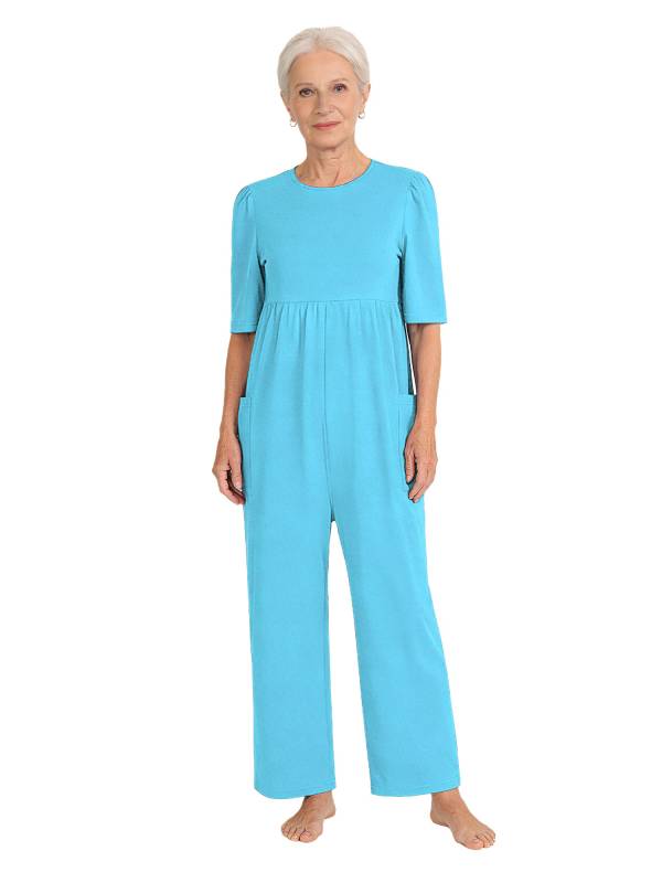 Women Adaptive Anti-Strip Jumpsuit Secure Back Zipper for Alzheimer's & Dementia thumb