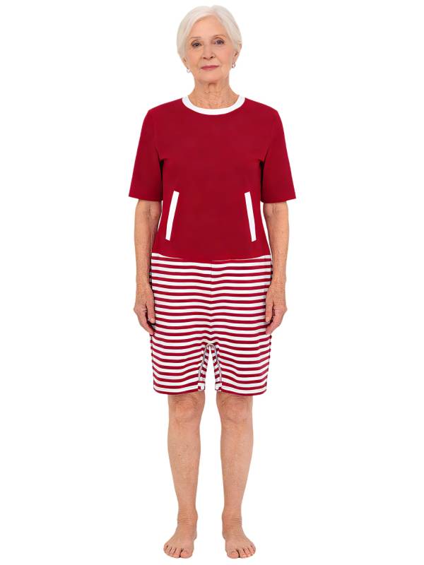 Women Adaptive Anti-Strip Romper Back Zipper Jumpsuit for Dementia, Alzheimer's thumb