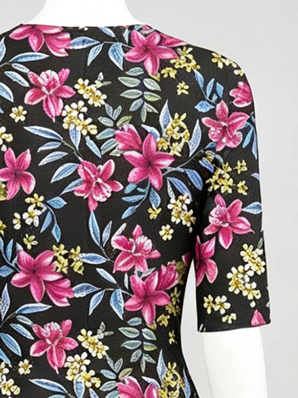 Womens Floral Short Sleeve Back Zipper Anti-strip Adaptive Rompers for Alzheimer thumb