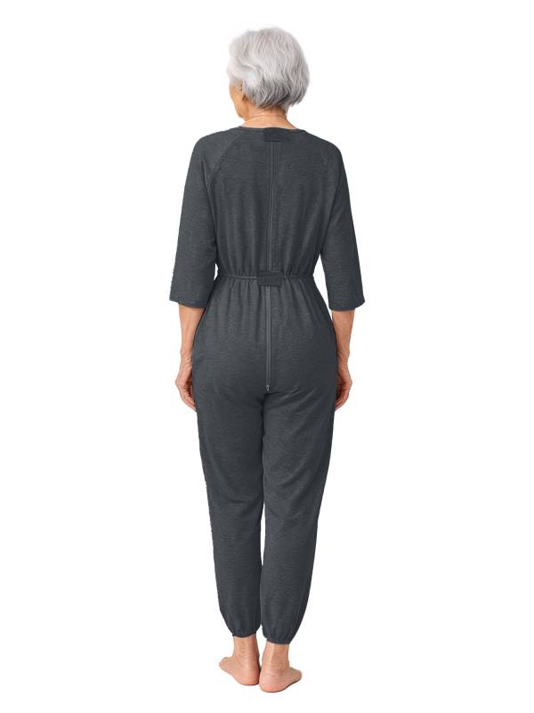 Unisex Adult Long Sleeve Anti-Strip Adaptive Jumpsuit for Dementia, Special Need thumb