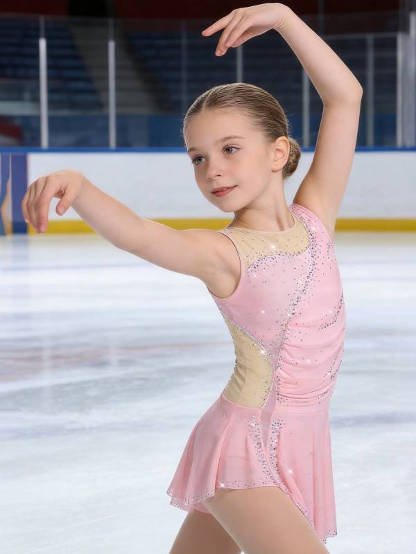 Girls Sparkly Rhinestone Sleeveless Figure Ice Skating Dress thumb