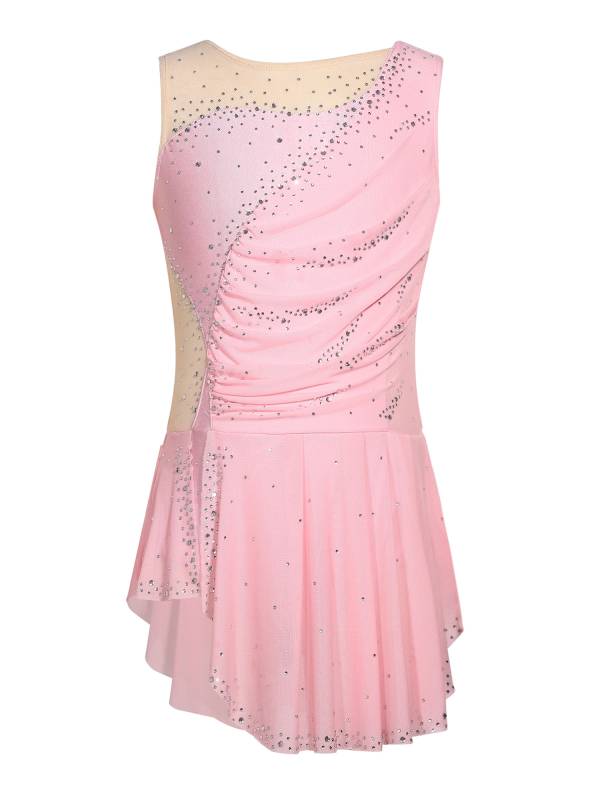 Girls Sparkly Rhinestone Sleeveless Figure Ice Skating Dress thumb