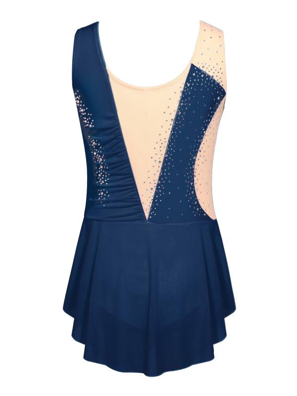 Girls Sparkly Rhinestone Sleeveless Figure Ice Skating Dress thumb