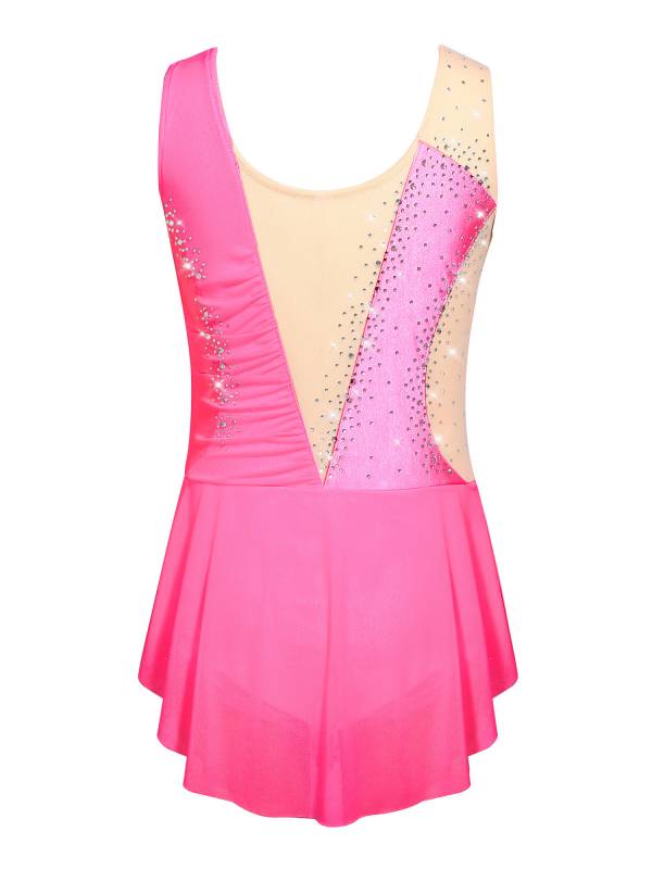 Girls Sparkly Rhinestone Sleeveless Figure Ice Skating Dress thumb