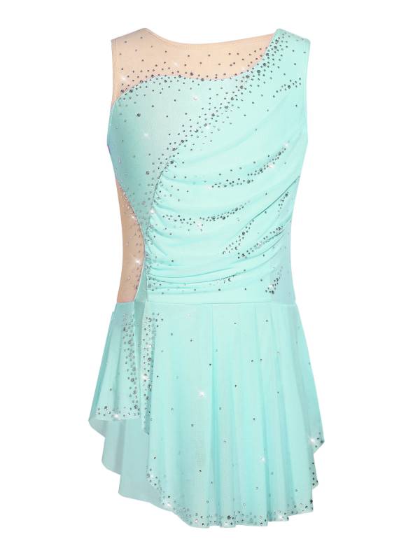 Girls Sparkly Rhinestone Sleeveless Figure Ice Skating Dress thumb
