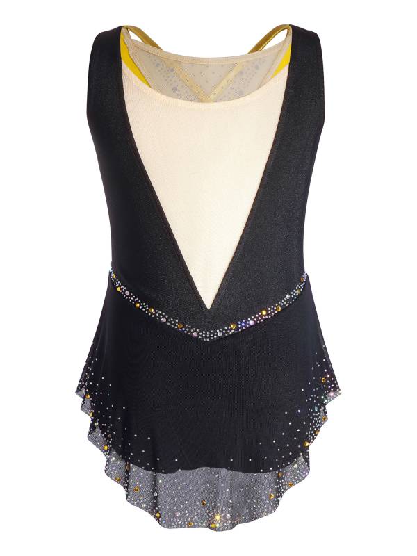 Girls Sleeveless Metallic Rhinetone Figure Skating Dress Gymnastics Leotard thumb