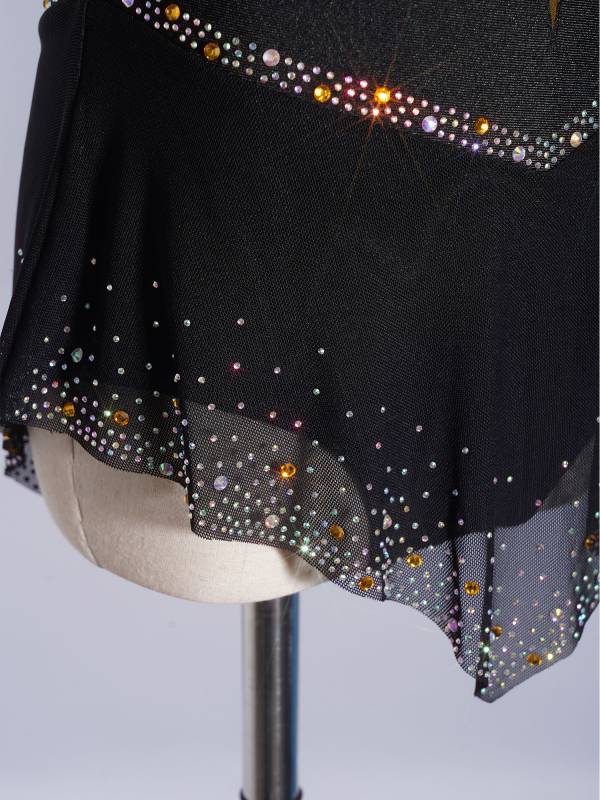 Girls Sleeveless Metallic Rhinetone Figure Skating Dress Gymnastics Leotard thumb