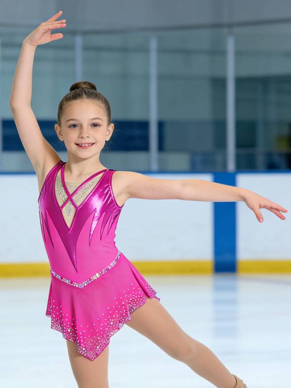 Girls Sleeveless Metallic Rhinetone Figure Skating Dress Gymnastics Leotard thumb