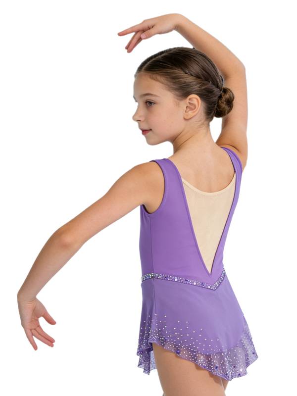 Girls Sleeveless Metallic Rhinetone Figure Skating Dress Gymnastics Leotard thumb