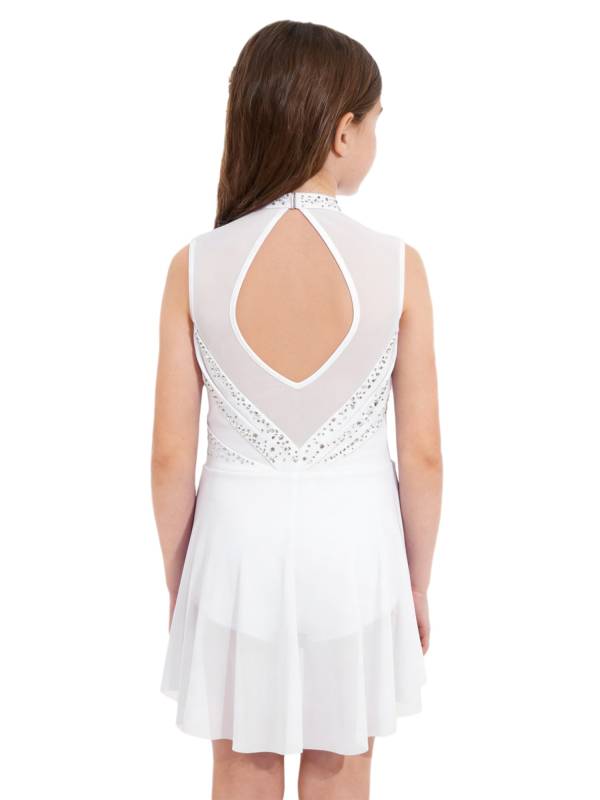 Girls Lyrical Dance Costume Sparkly Sleeveless Hi-lo Figure Skating Dress thumb