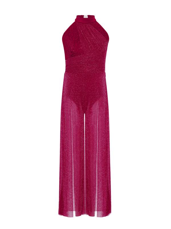 Kids Girls Lyrical Dance Jumpsuit Rhinestone Sleeveless Side Slit Ballet Leotard thumb