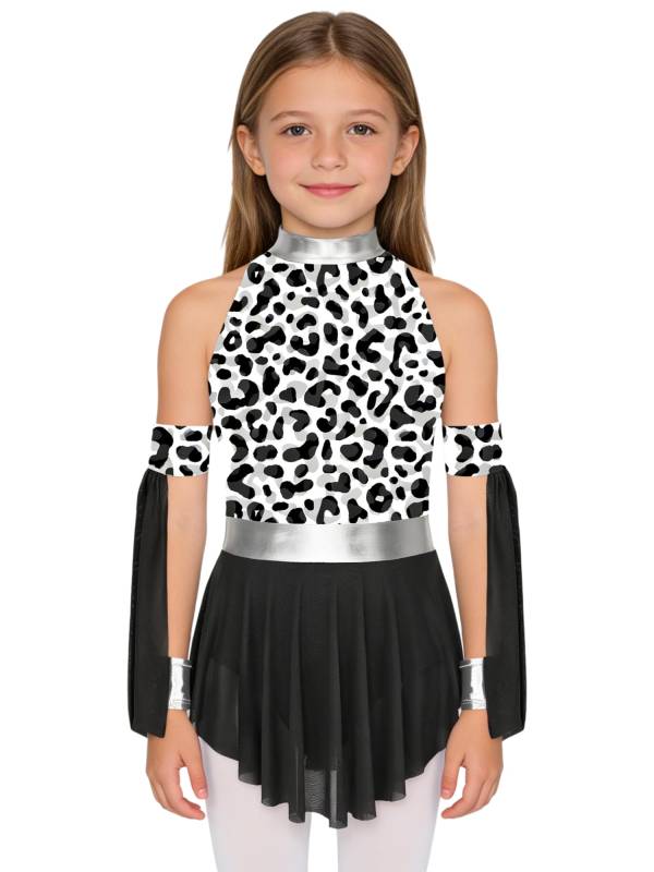 Kids Prehistoric Cave Costume Set Leopard Print Dress with Oversleeves thumb