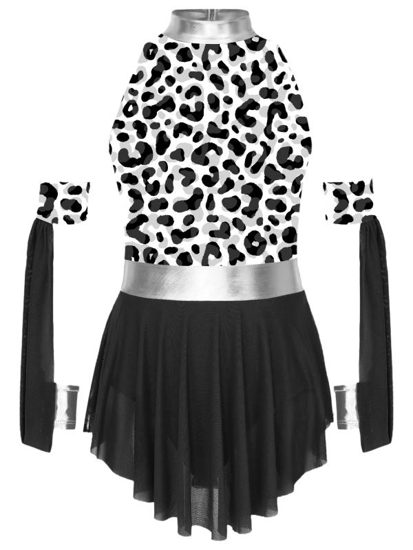 Kids Prehistoric Cave Costume Set Leopard Print Dress with Oversleeves thumb