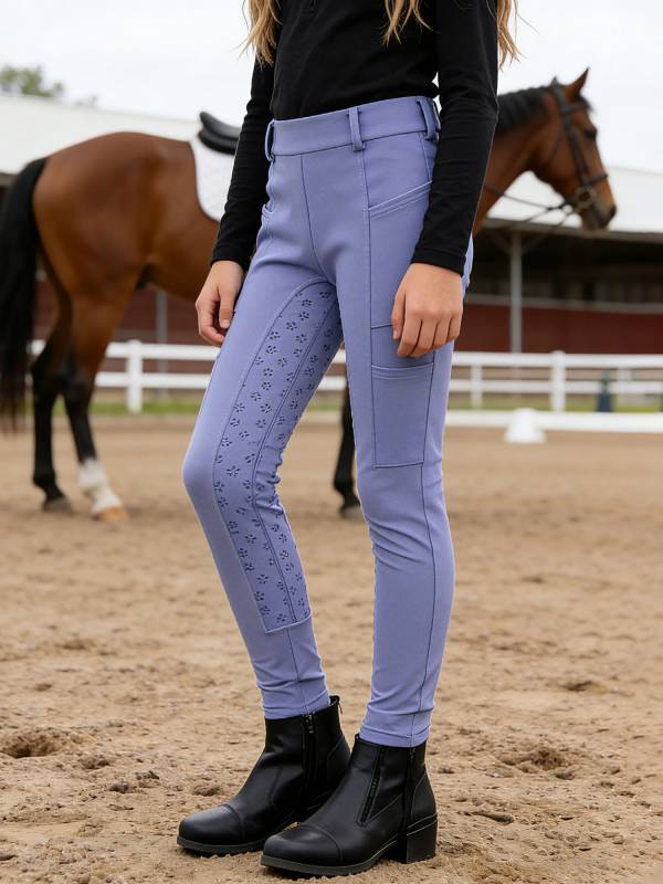 Kids Equestrian Full Seat Breeches Anti-Slip Riding Leggings with Multi-Pocket thumb