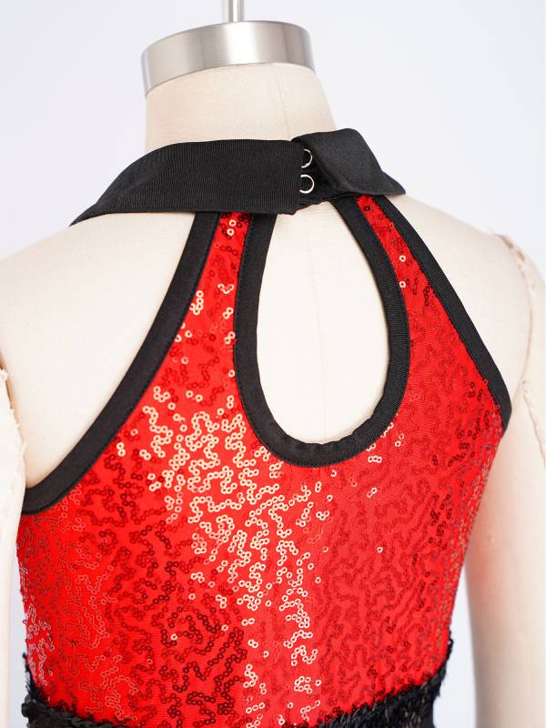 Girls Sequin Jazz Dance Jumpsuit Wide-leg Bodysuit with Built-in Briefs thumb